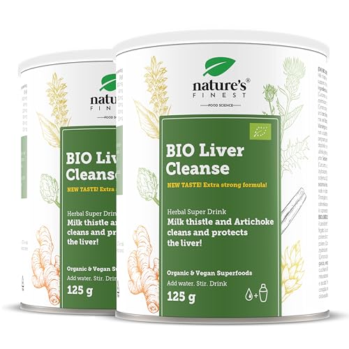 Nature's Finest by Nutrisslim Bio Liver Cleanse, 125 g para 25 dias, limpeza do fígado com cardo mariano (3000 mg), extrato de alcachofra e açafrão e gengibre, Detox natural, vegano