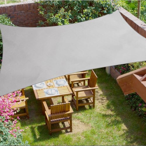 Vela de sombra retangular, 4 x 5 m, impermeável e antivento, vela de sombra exterior, tecido Oxford, 420D, com revestimento 99% de proteção UV, toldo para pátio, terraço e jardim, cinzento