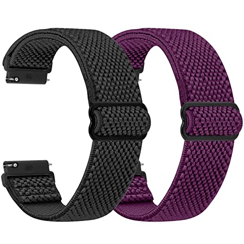 WNIPH Compatível com correias de relógio de 18 mm 19 mm 20 mm 22 mm 24 mm, pulseira de substituição de libertação rápida, alças ajustáveis de nylon elástico apenas loop, adequado para homens e