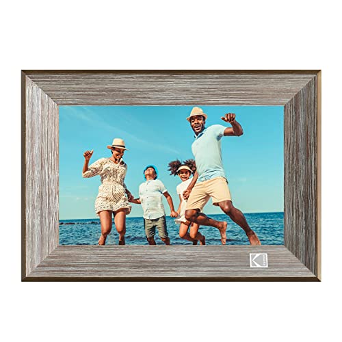 KODAK Moldura de fotos digital de 10 polegadas Wi-Fi clássico de madeira quadros digitais, 1280 x 800 IPS ecrã tátil, moldura de imagem eletrónica com memória de 32 GB, compartilhe fotos ou vídeos