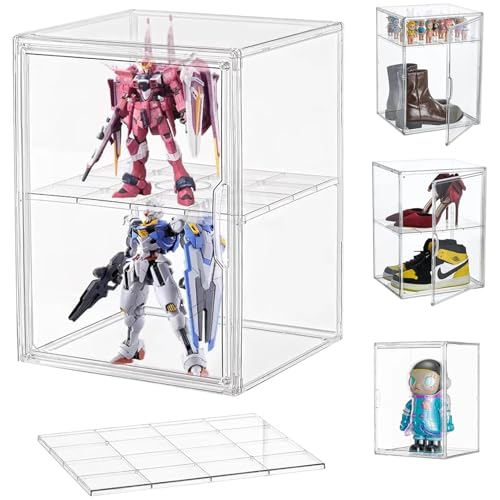 Vitrinas para coleções, caixa de exibição transparente, vitrinas para coleções, vitrinas de vitrina em vidro expositora metálica, vitrina de bonecas com porta, figuras de ação, brinquedos (40 x 30 x