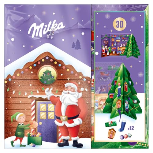 Milka Calendário de advento POP UP, chocolate com leite dos alpes, edição especial de Natal - 163 g