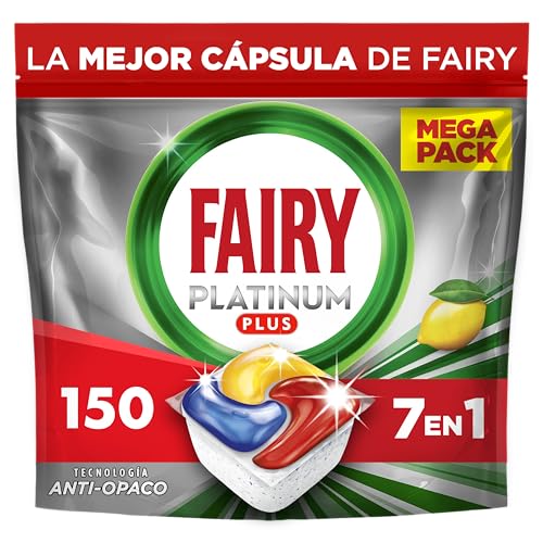 Fairy Platinum Plus Limão cápsulas de máquina de lavar louça, tudo em um, 150 cápsulas, a nossa melhor limpeza que deixa os pratos como novos, elimina a falta de brilho e evita o calcário