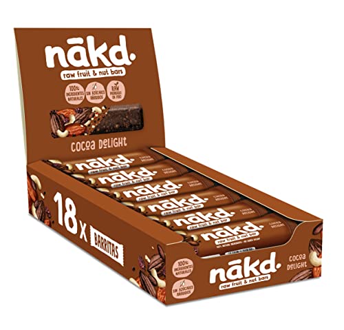 Nākd. Cocoa Delight - Barras Raw de Fruta e Frutos Secos - Ingredientes 100% Naturais - Sem Adição de Açúcar - 18 x 35g - 630g