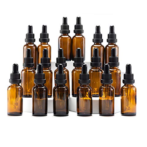 YIZHAO Ambar Frasco conta-gotas de vidro de 30 ml, com conta-gotas de vidro, para óleo essencial, laboratório, aromaterapia, fragrância, massagem, cosméticos, viagens, 18 unidades