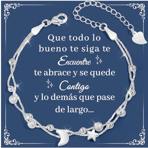 YELUWA Presentes originais para mulher, presente Dia da Mãe pulseira prata mulher presente aniversário amiga Natal presentes amiga amiga namorada aniversário pulseira mãe mãe e filha avó menina