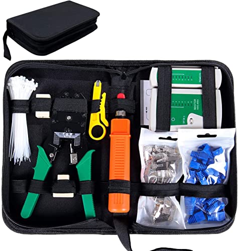 SGILE Verificador de cabo de rede RJ45 Network Tool Kits rede profissional manutenção do computador LAN cabo testador 9 em 1 ferramentas de reparação