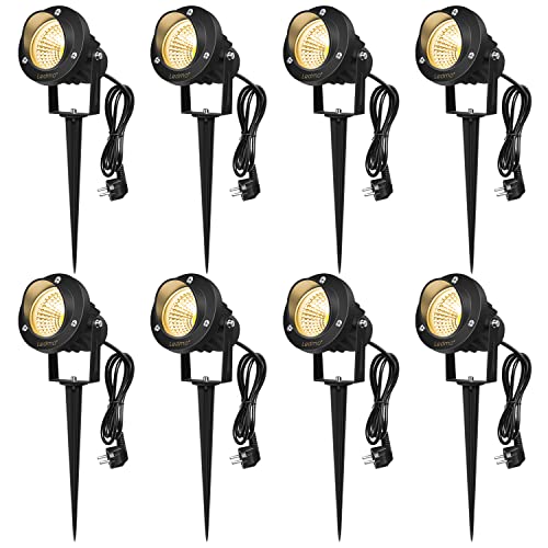 8 peças holofote projetor exterior holofote COB LED 900LM com lâmpada de lâmpada de luz branca quente IP65 220 V impermeável LED lâmpada exterior para jardim ao ar livre relvado pátio decoração