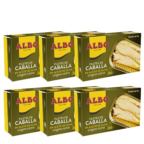 ALBO - Filetes de cavala do sul azeite virgem extra. Pacote de 6 x 120 g