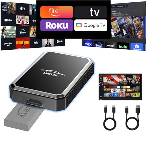 LAMTTO Car TV mate, adaptador sem fios CarPlay para CarPlay com cabo OEM, consola de F-ire TV/jogos multimédia HDMI, plug play, modelos de CarPlay com cabo iOS 10 Type C/USB