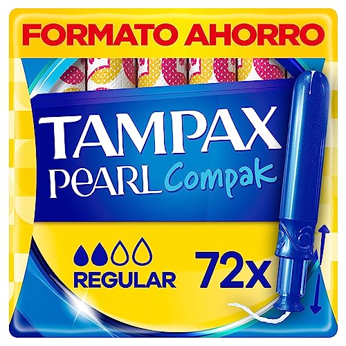 Tampax Compak Pearl regular tampões com aplicador, combinação líder de Tampax de conforto, proteção e discrição, 72 unidades