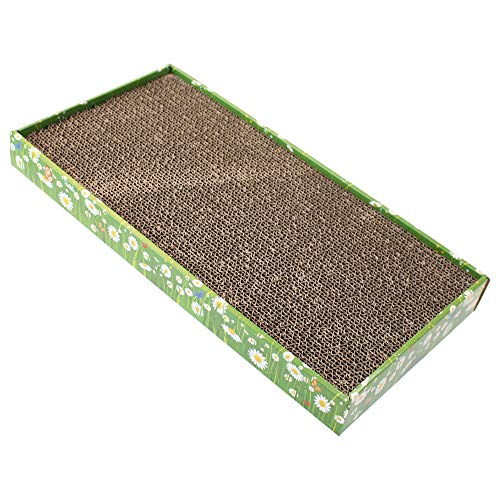 Croci - Árvore de gato de cartão, 2 camadas reversíveis, com pernas antiderrapantes, incluindo saco de erva para gatos, estilo Fiori, 45 x 25,5 x 5 cm
