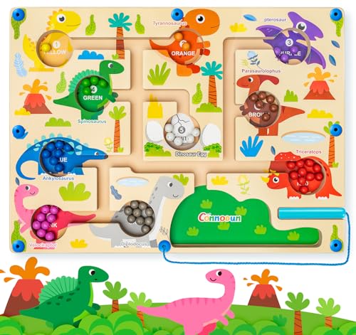 Magnético labirinto jogos Montessori, Commodum brinquedos Montessori 2 3 4 5 anos, dinossauros, conjunto magnético labirinto para crianças de cores e números, jogo educativo presentes para crianças