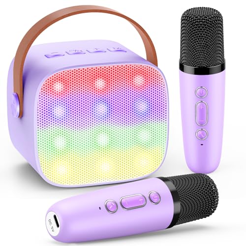 Dislocati Karaoke com 2 microfones sem fios, presente brinquedos para menina, 3-12 anos, portátil microfone Karaoke Bluetooth para crianças e adultos, ideal para celebrações familiares, festas e