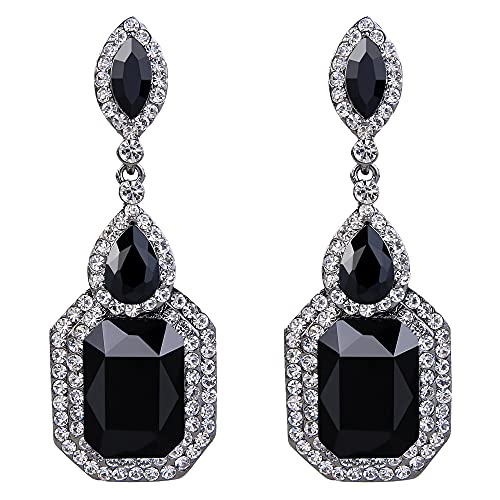 Brincos de mulher - Clearine brincos em forma de cristal quadrado, estilo lindo lágrimas para casamento noiva festa