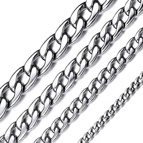 ChainsHouse Corrente cubana polida para homens mulheres, aço inoxidável, 5/9/12/15 mm de largura, cor prateada/dourada/preta