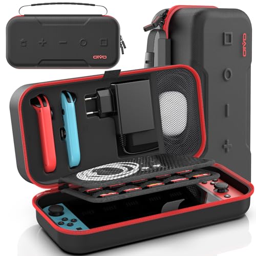OIVO Capa para Nintendo Switch/OLED, capa de transporte para consola e acessórios Nintendo Switch, capa de viagem Switch com 20 ranhuras para cartões de jogo - vermelho