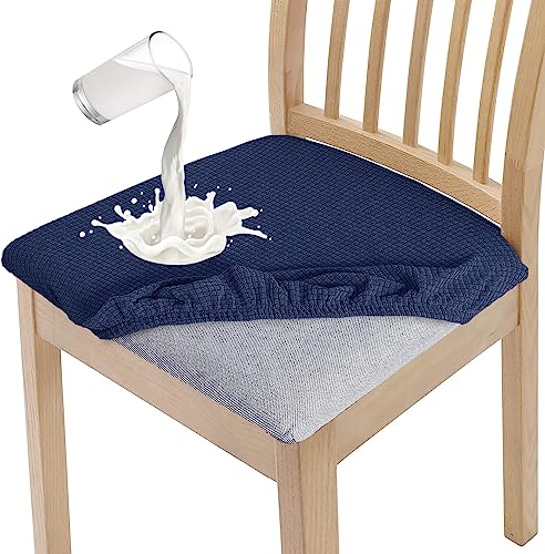 Granbest Elegante conjunto de 4 capas de assento impermeáveis para cadeira de sala de jantar, de alta elasticidade, lavável, para banquetes, cozinha, festa, hotel (conjunto de 4, azul-marinho)