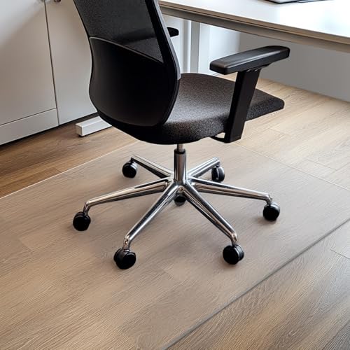 COSYLAND Protetor de chão para cadeira com rodas, tapete transparente de alta clareza 100 x 120 cm, tapete de PVC liso para escritório, parquet, secretária ou jogos, anti-riscos e duradouro