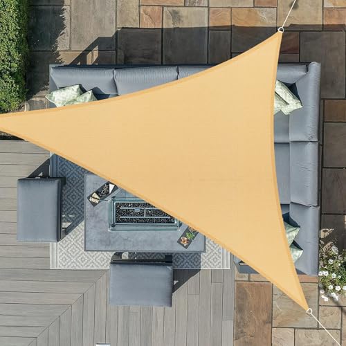 Sunnylaxx 3 x 3 m, vela de sombra impermeável, triangular areia toldo exterior, terraço, proteção contra raios UV, para exteriores, pérgua, jardim, terraços