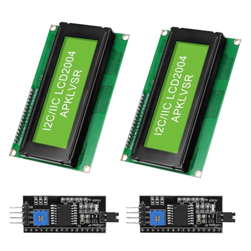 APKLVSR Módulo de ecrã LCD I2C IIC 2004A, módulo de ecrã de 16 x 2 personagens com interface I2C, compatível com RPi/Arduino (ecrã verde amarelo)