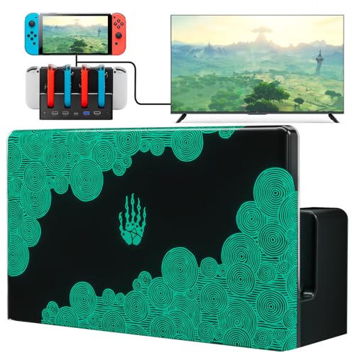 Lumindock Switch TV Dock com carregador de joypads, substituição Dock Switch compatível com 4 K/1080P HDMI, carregamento Docking Station multifuncional para Switch, 7 cores LED/portas USB 3.0, preto