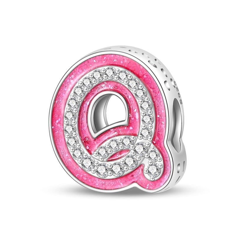 KUNSIR A-Z Alfabeto Charms contas pingente para mulher, prata de lei 925, compatível com pulseiras e colares Pandora, compatível com pulseiras europeias para mulheres e meninas KJC874
