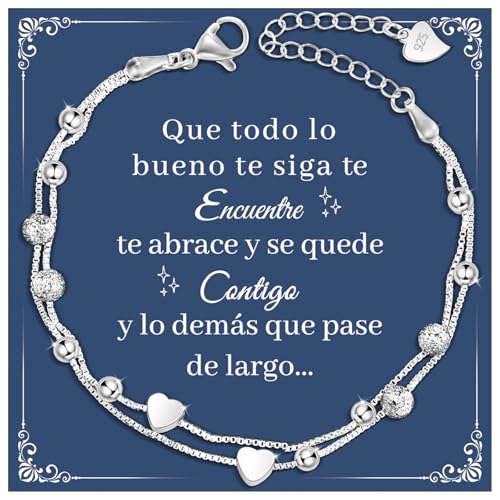 YELUWA Presentes originais para mulher, presente Dia da Mãe pulseira prata mulher presente aniversário amiga Natal presentes amiga amiga namorada aniversário pulseira mãe mãe e filha avó menina