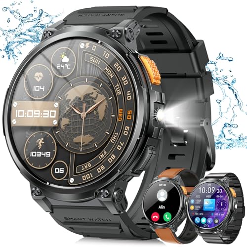 Relógio inteligente homem com chamadas Bluetooth e ecrã 1,85", IP68 impermeável e bateria 730 mAh Smartwatch homem com 120 desportos / frequência cardíaca / SpO2/sonho para Android iOS, preto