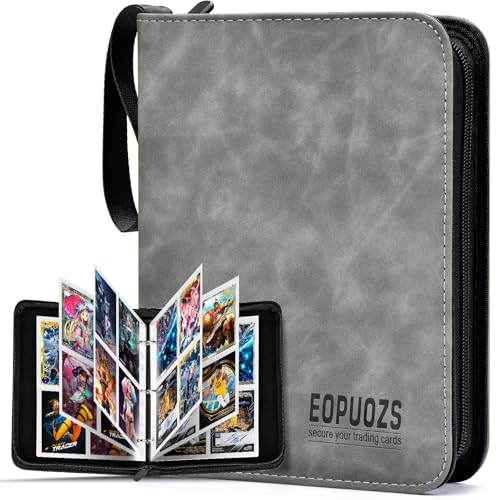 EOPUOZS Álbum de cartas colecionáveis, álbum para cartas com fecho de correr, 400 bolsos para cartões impermeável, presente para crianças e adultos, cinzento (400 bolsos)