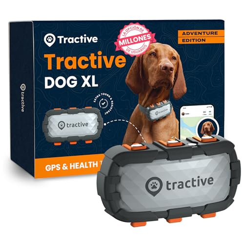 Tractive - GPS cães XL Adventure | Capa de fibra de vidro | bateria de até 1 mês | Líder de mercado | Localização mundial ao vivo | Alertas anti-fugas, monitor de atividade com avisos de saúde