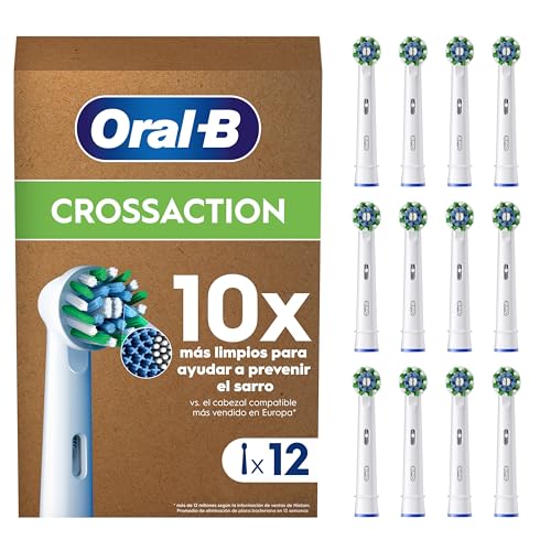 Oral-B Pro CrossAction Peças sobresselentes originais para escova de dentes elétrica, conjunto de 12 cabeças de substituição com indicador de uso, branco (tamanho da caixa de correio)