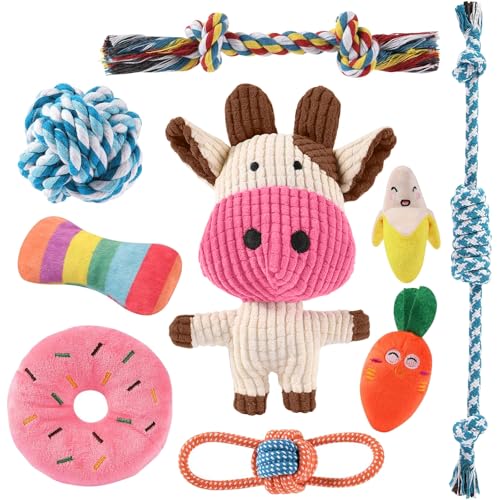 AMFUN Brinquedos masturáveis para cães pequenos, 9 brinquedos masturbáveis para cachorros, criadores para cães pequenos, para cães para a dentição lindos brinquedos