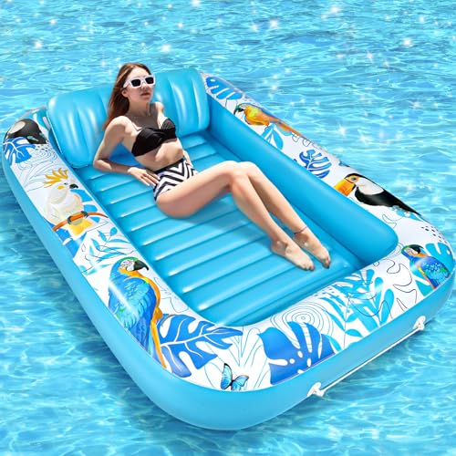 LUVTOY Tapete de piscina - insufláveis para piscina, azul flutuadores piscina, tapetes insufláveis piscina para adultos - colchão insuflável insuflável adequado para piscina de praia