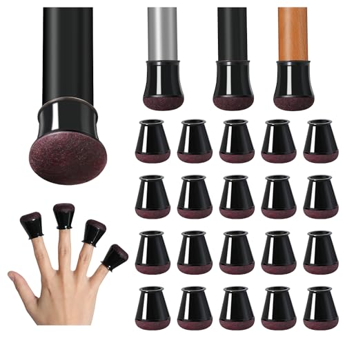 20 peças protetor pernas cadeiras redondo, protetores de chão para pernas de cadeira, silicone tampas de pernas de cadeira com almofada de feltro engrossada (preto, Fit 14-20 mm)