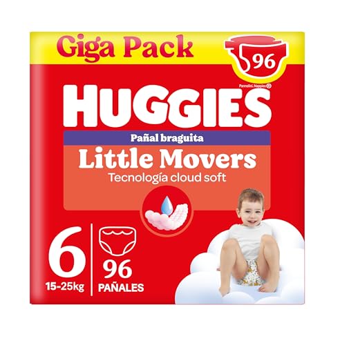 Huggies Little Movers Fralda cuecas para bebé com desenhos Disney tamanho 6 (15 - 25 kg), 2 pacotes de 48, total de 96 fraldas