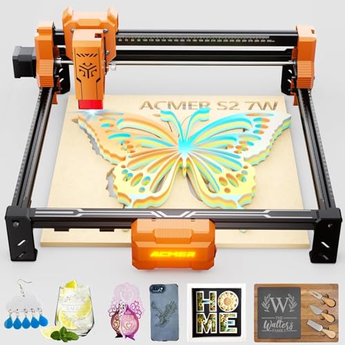 cortador a laser ACMER S2 7W, máquina de gravação a laser de potência de saída 48W, 300 x 300 mm, 1000 mm/min, gravador a laser de madeira, adequado para personalização em lotes de bricolage, educação