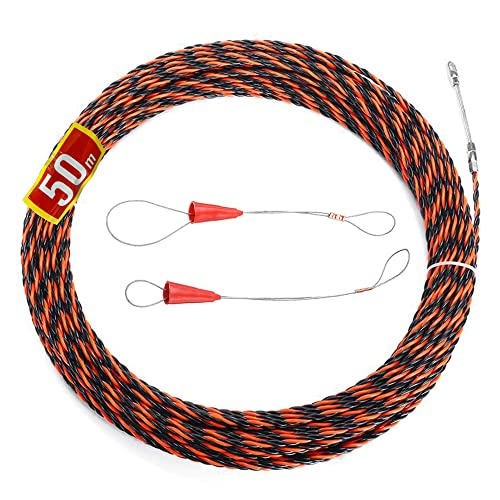 Guia de passadores de cabos 50 m, guia de cabos profissional, guias de passar-cabo, guia de passar-cabos trançados, 6,0 mm de diâmetro, guia cabos (50 m, pouces6 mm)