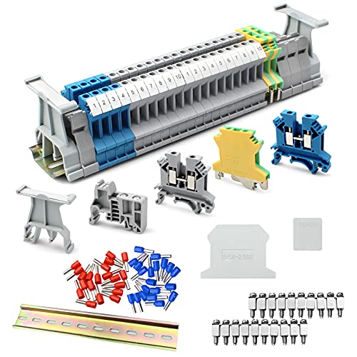 suaywo Kit de bloco de terminais universal kit de blocos de terminais de trilho DIN UK-2.5B para projetos de automação, garagem, projetos de bricolagem, transformação de circuitos, etc