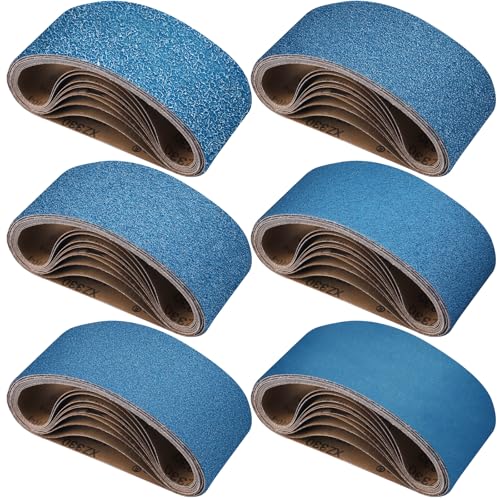 Shineboc Bandas de lixa 100 x 560 mm, bandas abrasivas de corindo de zircónio (grão 40/60/80/120/240/400) ​​para lixadeira de fita para metal, madeira - 10 peças