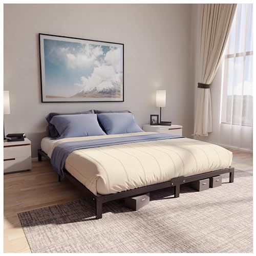Dreamzie Cama de metal com Somier, 180 x 200 com pernas, altura de 25 cm, cama de casal, 180 x 200, base de cama resistente - montagem simples