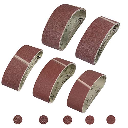 CYH Bandas de lixa de tecido 75 x 533 mm GZRD 25 peças faixa de lixamentoXLKNBC 5 x grão 40/60/80/120/180 cada um newskill papel de lixa conjunto de correias de lixamento para lixadeira de banda