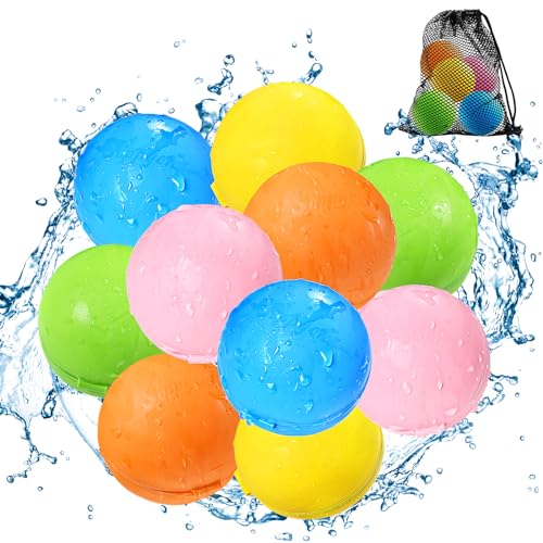 Balões de água reutilizáveis, bolas de água recarregáveis - brinquedos de piscina para meninos e meninas, atividades ao ar livre jogos de água brinquedos para crianças selantes bola de água splash (10