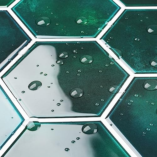 Livelynine Telhas adesivas parede verde 30 x 30 cm lavável azulejos autocolantes parede casa de banho 32 azulejos autocolantes cozinha 3D azulejos autocolantes casa de banho verde vinil autocolante