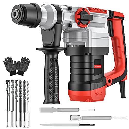 Martelo Perforator SDS Plus de 1500 W, martelo percutor 4 em 1 funções (perfuração perfuração com impacto cinzelado com/sem fixação, aderência antivibrações), 4400 BPM, 920 R/Min