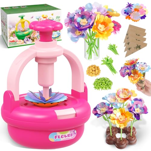 TingingYuli Conjunto de trabalhos manuais para crianças dos 4 aos 8 anos, ramo de flores de tecido, brinquedos de bricolage, ramos exclusivos para meninas de 3 a 9 anos e presentes de aniversário