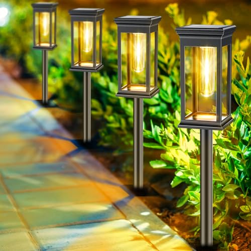 SOLARBABY Luzes solares LED para exteriores, jardim, luz solar exterior e jardim, 8 peças impermeáveis IP65 candeeiros solares de jardim para iluminação de caminhos, pátio, terra e campismo