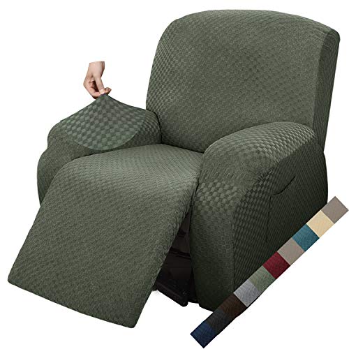 MAXIJIN Capa de poltrona Relax Stretch capa para sofá 1 lugar reversível com bolso protetor de sofá (Exército verde)