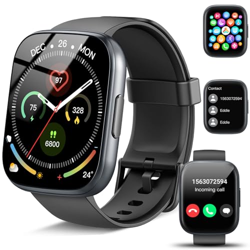 Relógio inteligente homem mulher, 1,95" Smartwatch com chamadas Bluetooth e Whatsapp notificação, 110 modos desportivos pulseira, pulso / podómetro/monitor de sono, impermeável IP68 para Android iOS