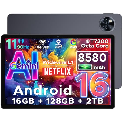 DOOGEE U11 Tablet Android 16, 16 GB RAM+128 GB ROM/2TB TF Octa-Core Tablets PC, bateria 8580 mAh Tablet de 11 polegadas, 13 MP+5 MP/2,4 G + 5G WLAN Tablet Android, OTG/Face ID/Wideve/Wideve. L1 / G MS